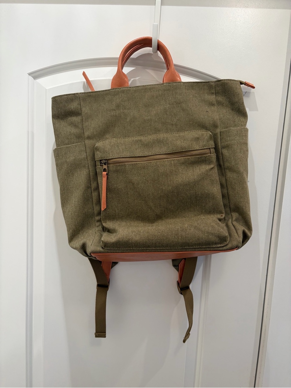 Universal Thread Olive Canvas Backpack with Tan Accents
